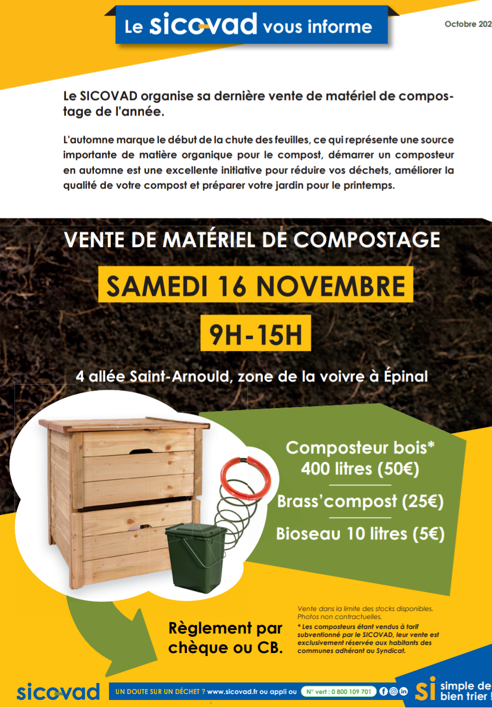 Vente de matériel de compostage 